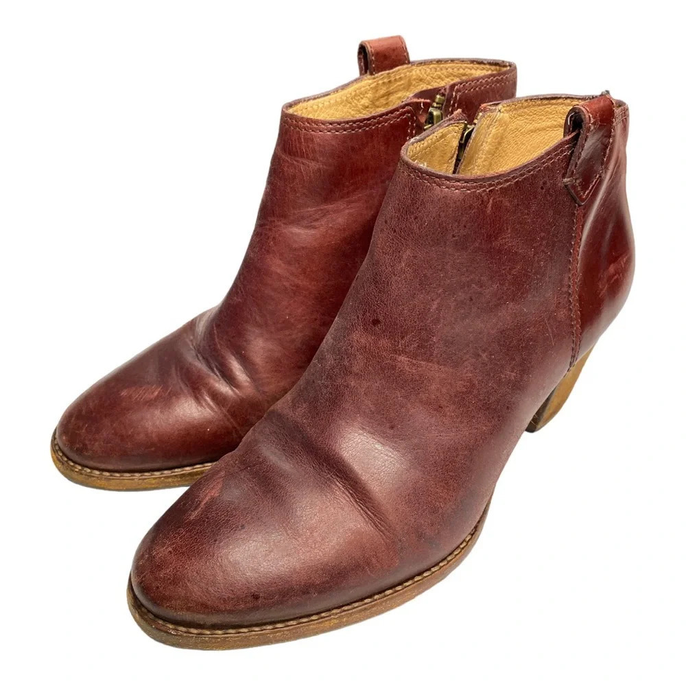 Madewell leather zipper ankle boot maroon size 7 - Picture 4 of 9